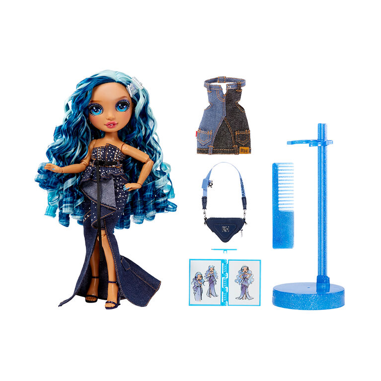 Rainbow High Fantastic Fashion Skyler Bradshaw - Poupée-mannequin bleue de  11 po (28 cm) et jouet