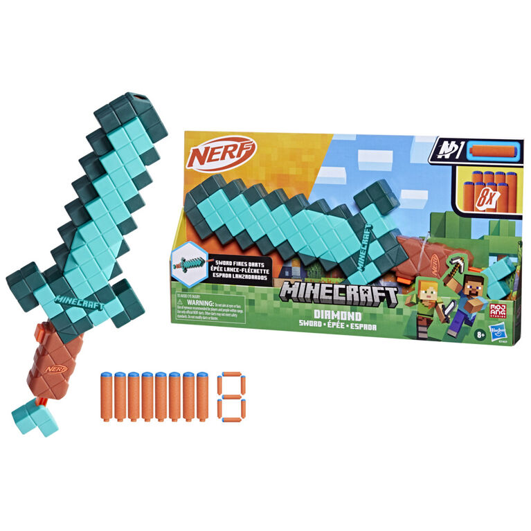 Nerf Minecraft Sword Dart Blaster, 8 Nerf N1 Darts