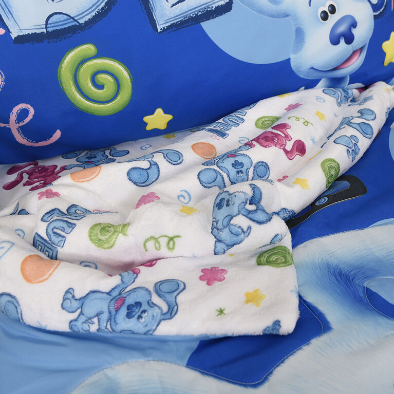 Ensemble de 3 pièces de literie Blue's Clues pour lit de tout-petit avec couette réversible, drap-housse et taie d'oreiller par Nemcor