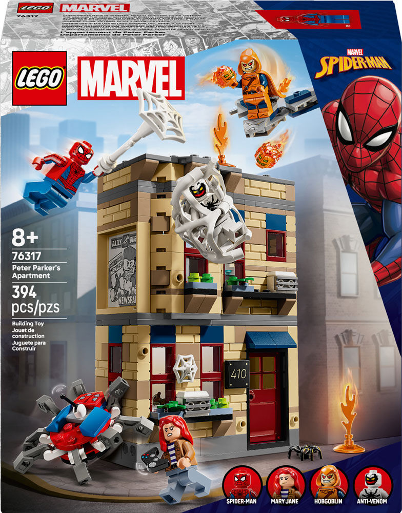LEGO Marvel Peter Parker's Apartment - Super Hero Building Toy with 4 Minifigures for Boys and Girls - 76317
