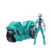 Power Ranger Dino Fury Rip N Go, Moto de combat Sabertooth et Ranger verte Dino Fury