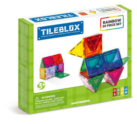 Magformers TileBlox - Coffret de construction Rainbow de 20 pi&egrave;ces magn&eacute;tiques - les motifs peuvent varier - &Eacute;dition anglaise