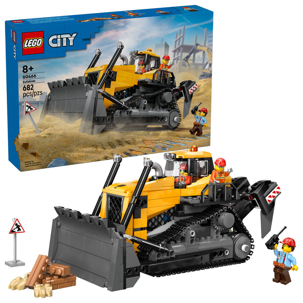 LEGO City Yellow Bulldozer Construction Site Building Toy for Kids, Boys & Girls, 8+ - 60466