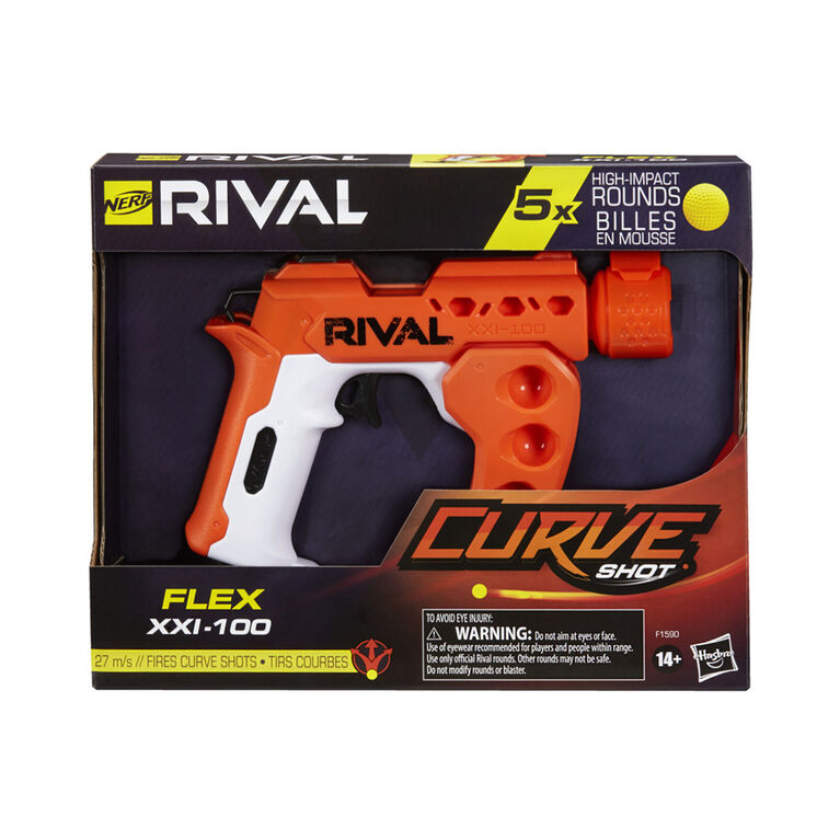 Nerf Rival Curve Shot -- Flex XXI-100 Blaster -- Fire Rounds to Curve