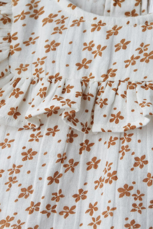 Chemise Tiss&eacute; &Agrave; Volants Blanc Fleuri RISE Little Earthling