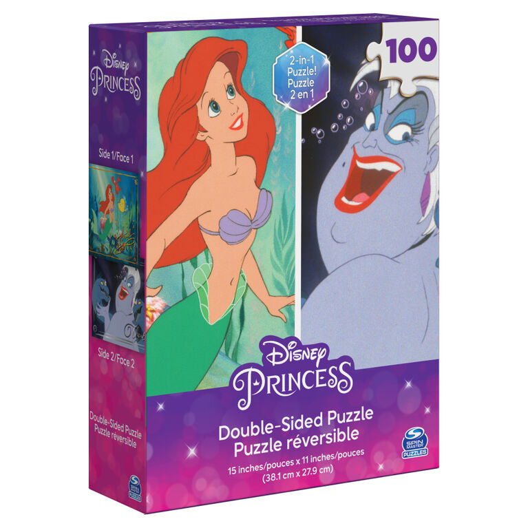 Disney Princess, 100-Piece Reversible Jigsaw Puzzle Double-Sided The Little Mermaid Ariel and Ursula