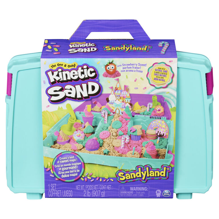 Kinetic Sand Sandyland with 2lbs of Kinetic Sand, Portable Playset with 15+ Tools, Made with Natural Sand, Includes Scented and Colored Kinetic Sand - R Exclusive