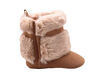 First Steps Chestnut Microsuede Pom Faux Fur Booties Size 1, 0-3 months