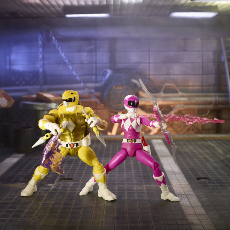 Power Rangers X Teenage Mutant Ninja Turtle figurines Morphed Michelangelo Ranger jaune et April O'Neil