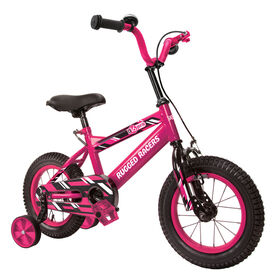 Vélo pour enfants Rugged Racer 16 pouces avec roues d'entraînement - Rose - Édition anglaise