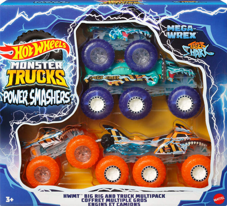 Hot Wheels Monster Trucks Power Smashers Toy Truck & Big Rig Multipack (4 Toy Trucks)