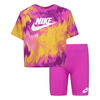 Nike Boxy Tee and Bike Shorts Set  - Fuchsia - Size 5