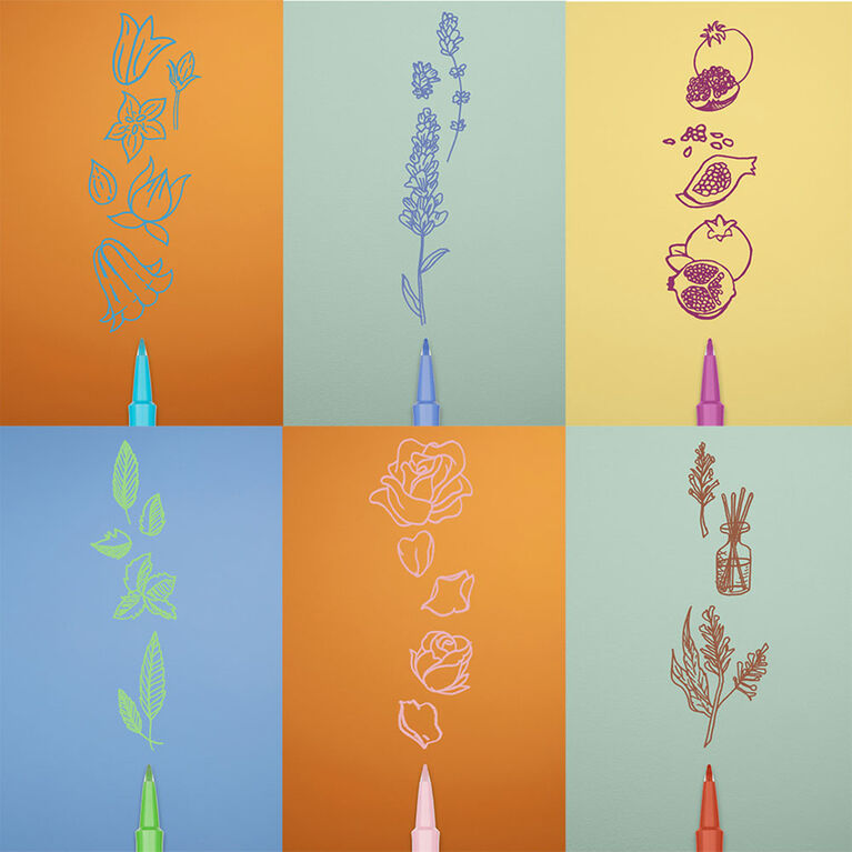 Stylos-feutres parfumés escapade dans la nature Paper Mate Flair, pointe moyenne (0,7 mm), parfums et couleurs assortis, 6 unités
