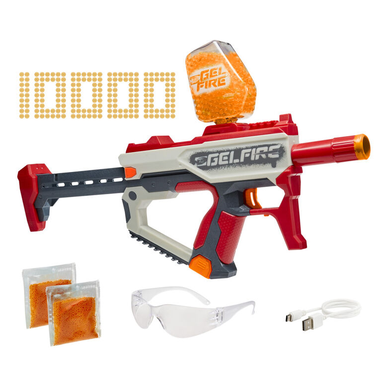 Nerf Pro Gelfire Full Blaster and 10,000 Gelfire Rounds, 800 Round Hopper, Rechargeable Battery, Eyewear | Toys R Us Canada
