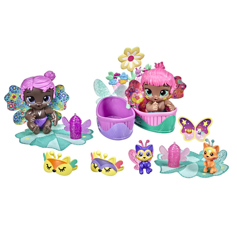 Baby Alive mini-poupées Glo Pixies Jumelles Doux rêves, 2 fées phosphorescentes de 9,5 cm - Notre exclusivité