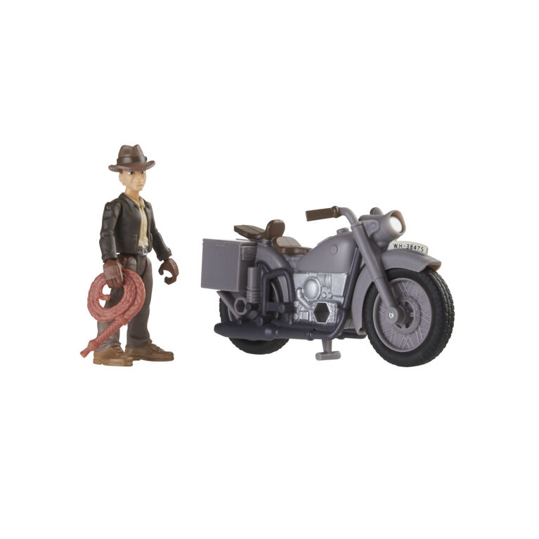 Indiana Jones Worlds of Adventure Indiana Jones with Motorcycle and Sidecar Toy, 2.5 Inch, Indiana Jones Toys