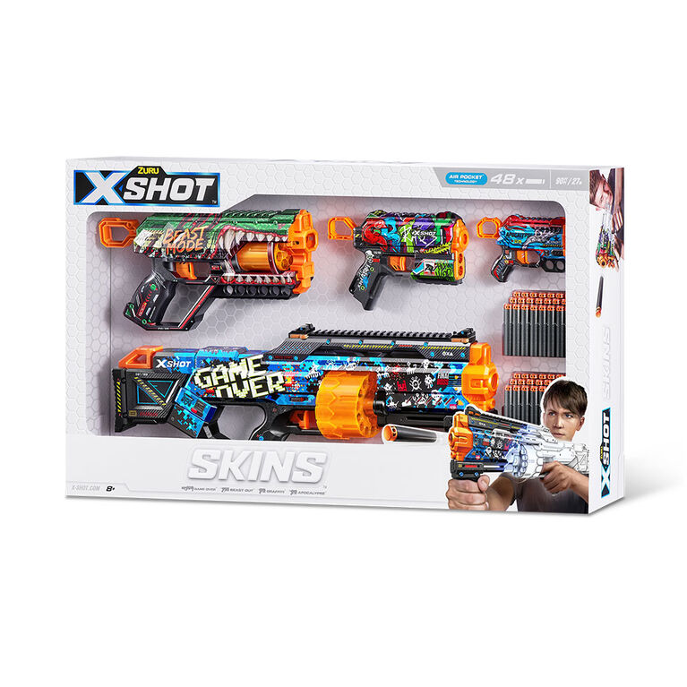 X-Shot Skins 4 Blaster Combo Pack (48 Darts) by ZURU