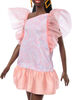 Barbie Fashionistas Doll #216 with Tall Body, Black Straight Hair & Peach Dress, 65th Anniversary