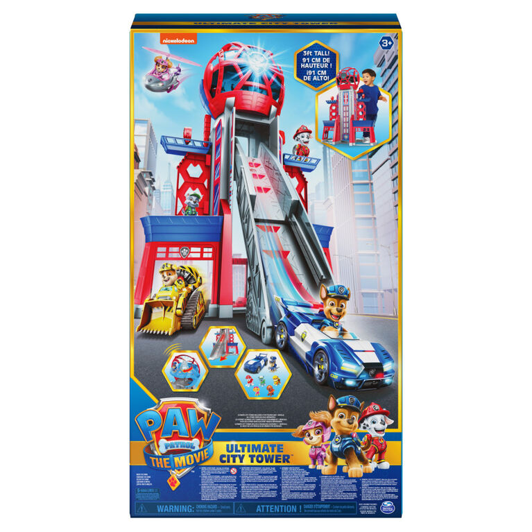 PAW Patrol, Movie Ultimate City 3ft. Tall Transforming Tower with 6 Action Figures, Car, Lights and Sounds | R Us Canada