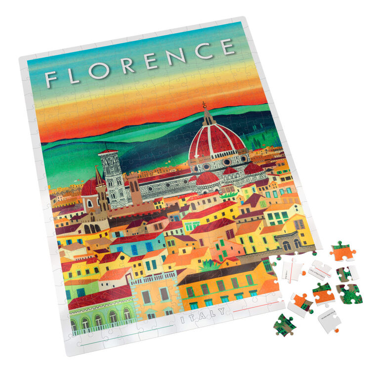 Spin Master Puzzles, Florence Italy 300-Piece Jigsaw Blueboard Puzzle Cathedral Sunset Travel Series with Poster