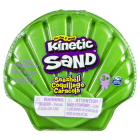 Kinetic Sand, Seashell Container with 4.5oz Neon Green and Kinetic Beach Sand