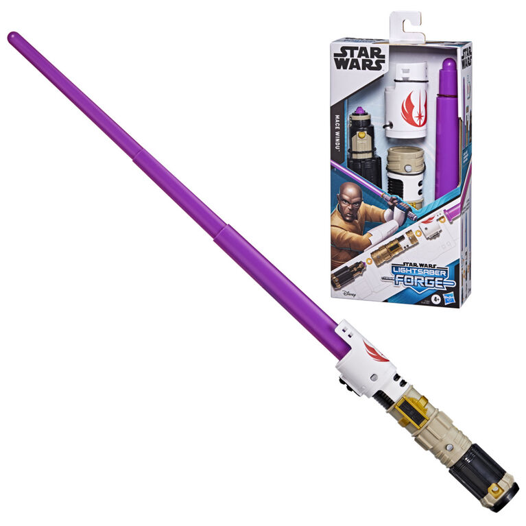 Star Wars Lightsaber Forge, Sabre laser de Mace Windu à lame violette extensible, jouet de déguisement personnalisable