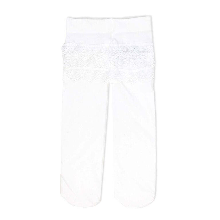 Baby Mode Signature 2 Pack Tights: Pink & White