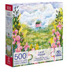 Puzzles Spin Master, Iris en bord de mer, Puzzle de 500 pièces par l'artiste Laivi Põder représentant un paysage de fleurs, avec poster