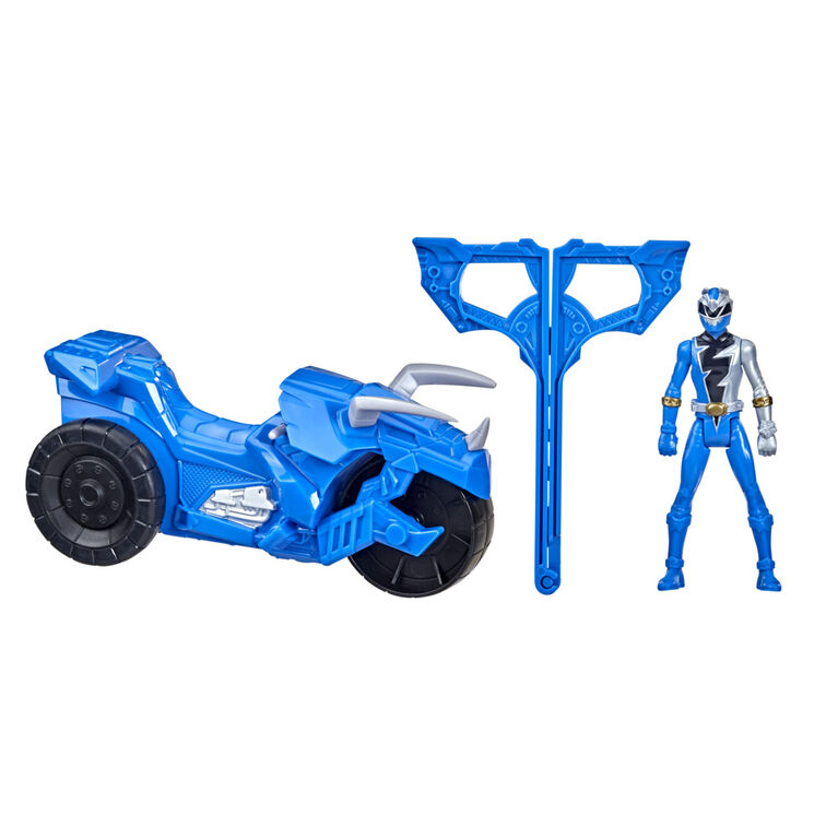 Power Rangers Dino Fury Rip N Go Tricera Battle Rider and Dino Fury Blue Ranger