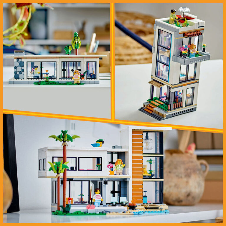LEGO Creator 3in1 Modern House for Kids to Rebuild into a 3-Story City Building or Forest Cabin 31153