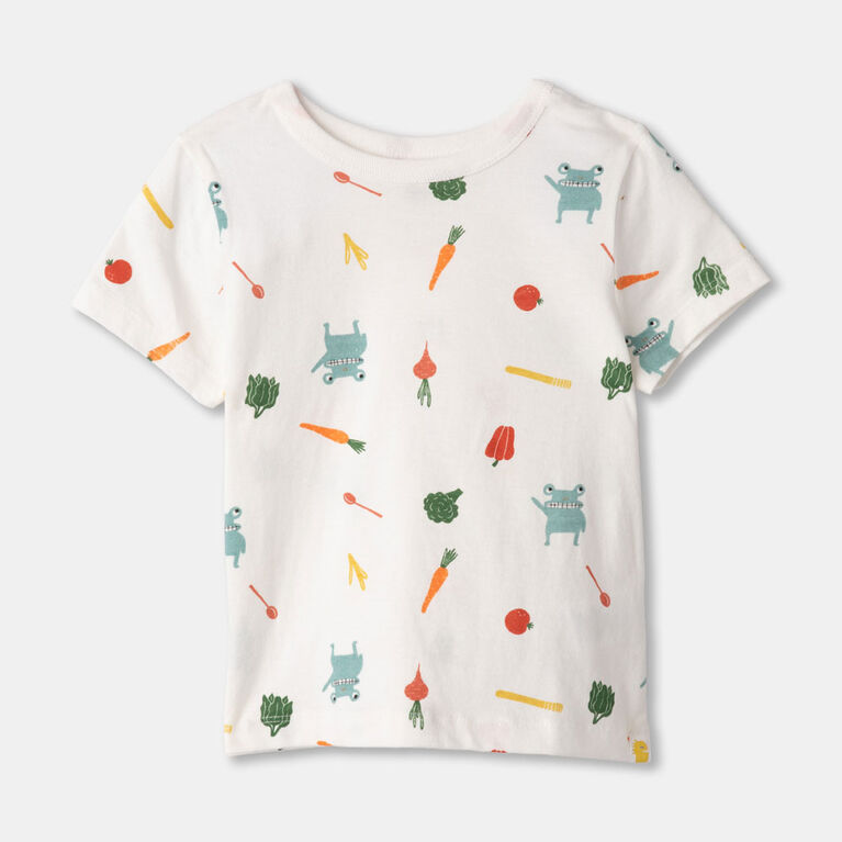 RISE Little Earthling Short Sleeve Tee White Veg Print