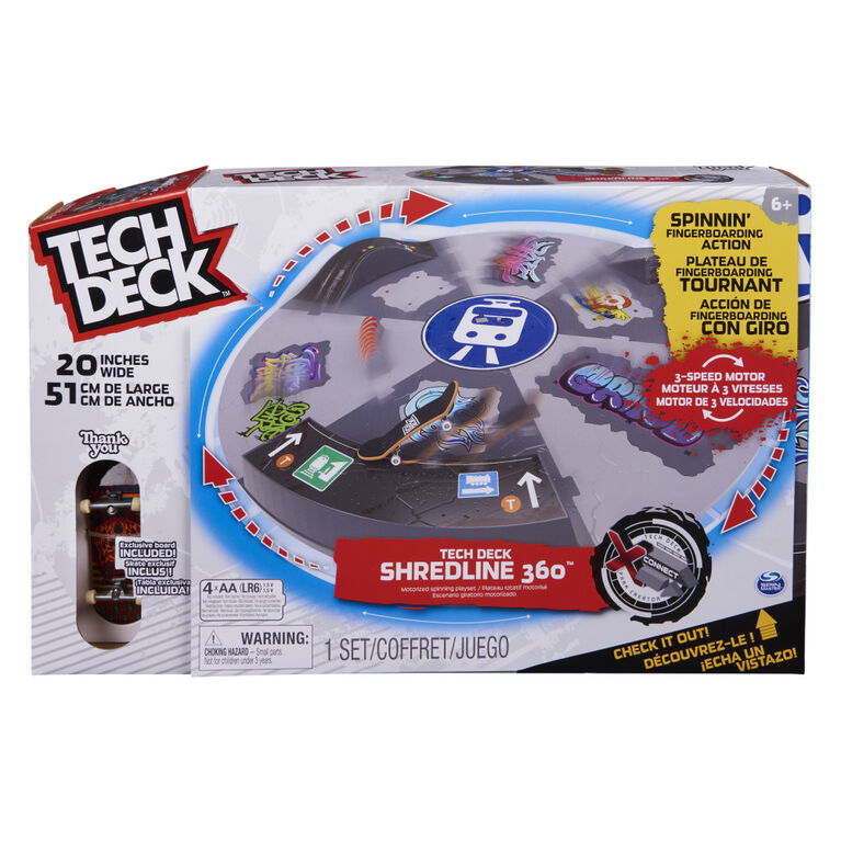 Tech Deck, Shredline 360 Motorized Skate Park, X-Connect Creator, Customizable and Buildable Turntable Ramp Set with Exclusive Fingerboard