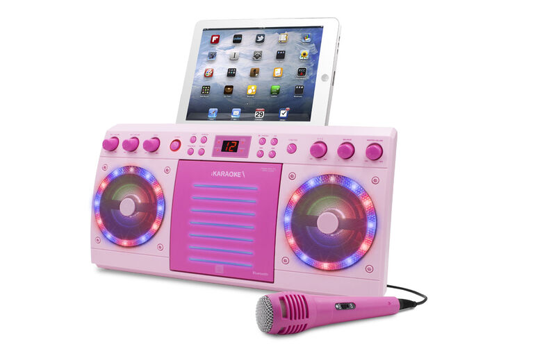 iKARAOKE Bluetooth CD+G Karaoke System, Pink