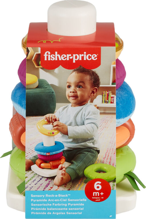  Fisher-Price - Pyramide Arc-en-ciel Sensorielle, jouet basculant - Notre exclusivité