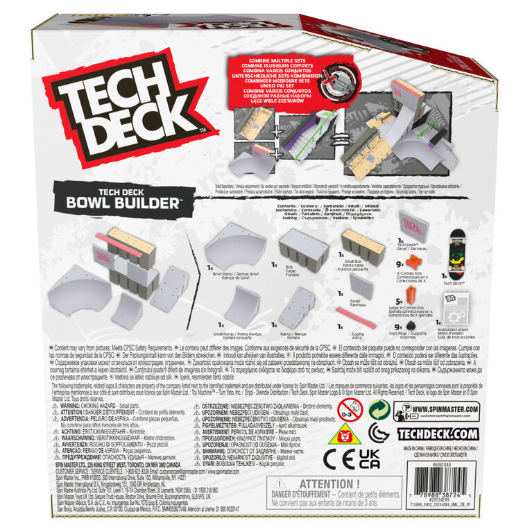 Tech Deck, Bowl Builder X-Connect Park Creator, Customizable and Buildable Ramp Set with Exclusive Fingerboard