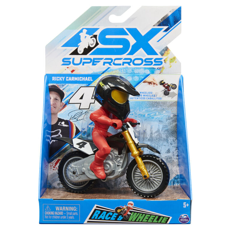 Supercross, Race and Wheelie Bike, Moto collector authentique de Ricky Carmichael, jouets pour enfants à l'échelle 1:18