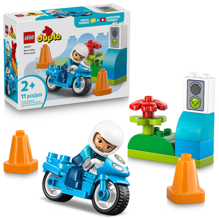 LEGO DUPLO Ma Ville La Moto de Police Bleue, Ensemble de Jeu, Jouet d'Apprentissage des V&eacute;hicules pour les Tout-Petits 10471