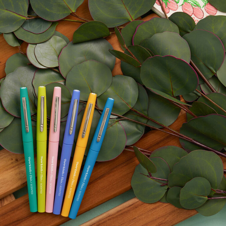 Stylos-feutres parfumés escapade dans la nature Paper Mate Flair, pointe moyenne (0,7 mm), parfums et couleurs assortis, 6 unités