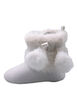 First Steps White Faux Fur Girls Booties Size 2, 3-6 months