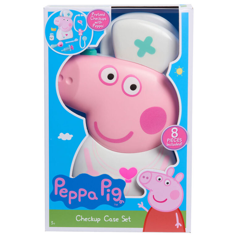 Peppa Pig Checkup Case Set with Carry Handle, 8-Piece Doctor Kit for Kids with Stethoscope