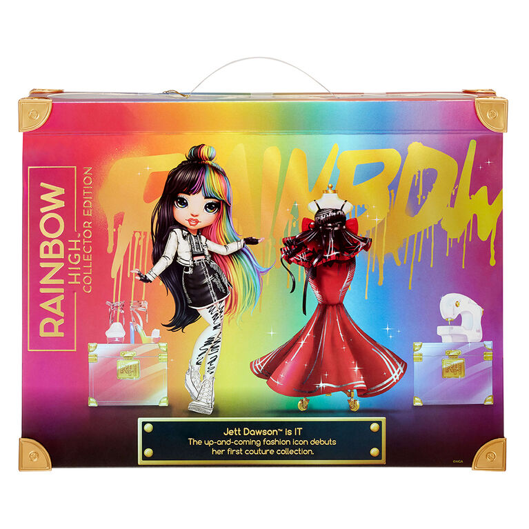 Poupée de collection Rainbow High 2021 (11 po/28 cm) Jett Dawson avec des cheveux mi-noirs et mi- arc-en-ciel multicolore, 2 magnifiques tenues à agencer et associer et accessoires de poupée de qualité supérieure, cadeaux à collectionner pour les collectionneurs et les enfants de 6 à 12 ans