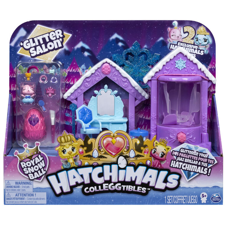 Hatchimals CollEGGtibles, Glitter Salon Playset with 2 Exclusive Hatchimals