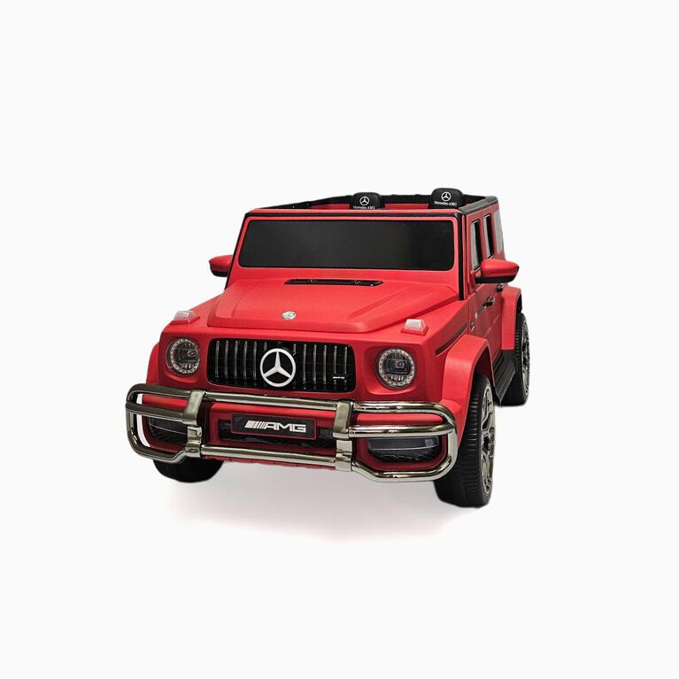 KIDSVIP Officially Licensed Mercedes G Series 24V 4x4 Kids Ride-On 2-Seater Car w/ Rubber Wheels, Music, RC - Matte Red
