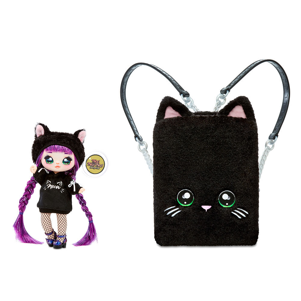 Na Na Na Surprise 3 in 1 Backpack Bedroom Black Kitty Playset with Limited Edition Doll