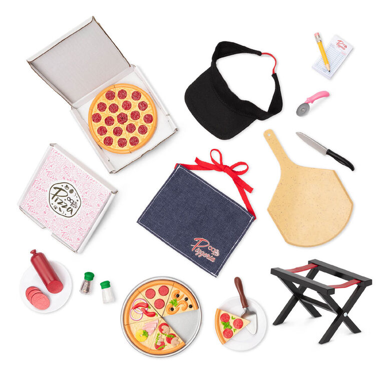 Our Generation, Yummy Pizzeria Set, 18-inch Doll Pizza Play Food Accessories
