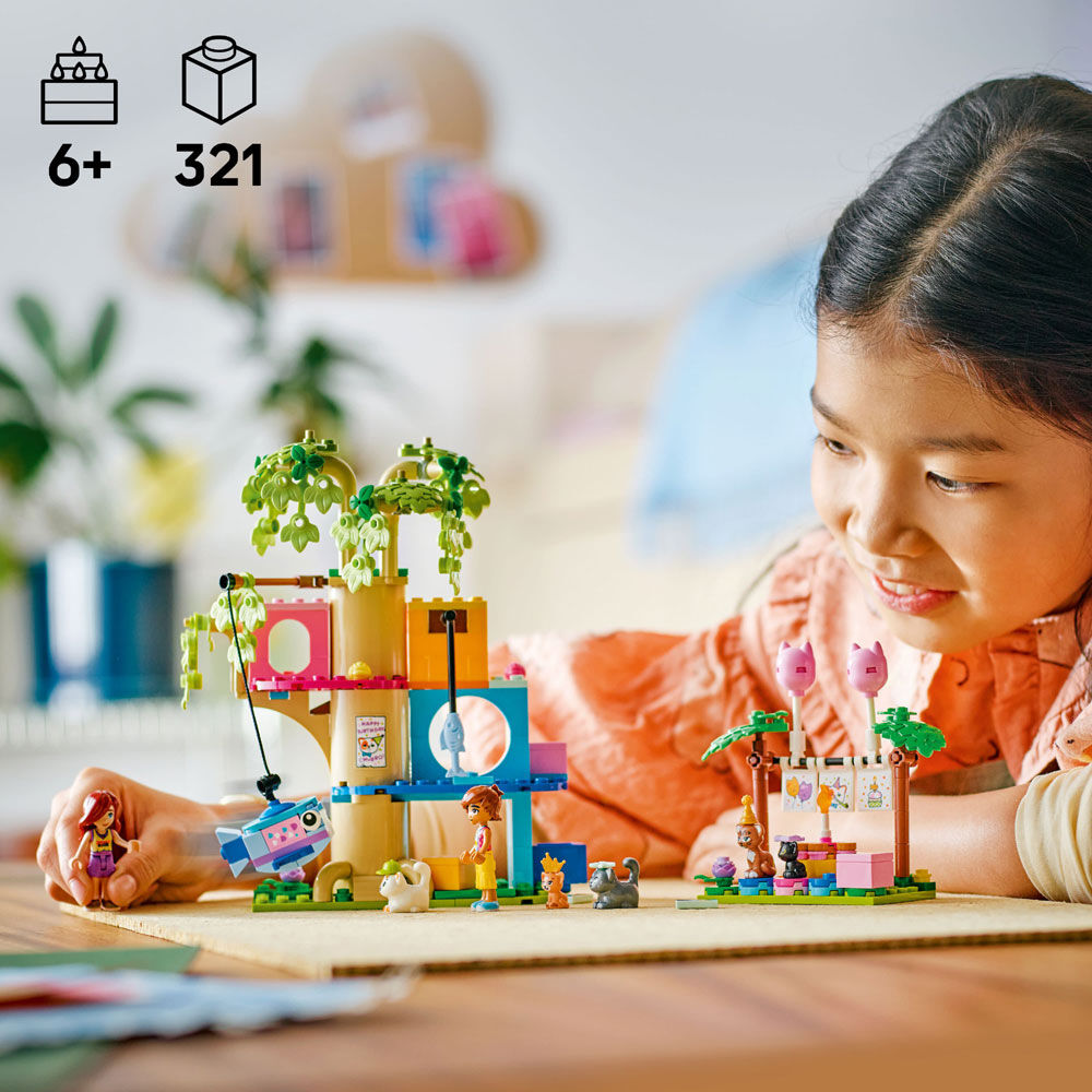LEGO Friends Cat Birthday Party & Tree House Building Toy - Pretend Play Set for Kids, 6+ - 42666