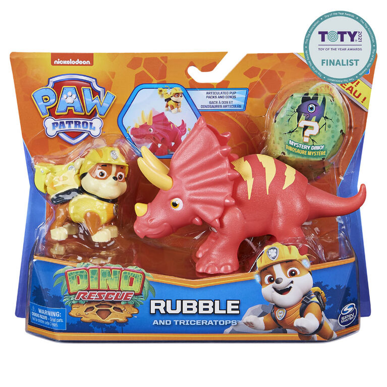 PAW Patrol, Dino Rescue Rubble and Dinosaur Action Figure Set