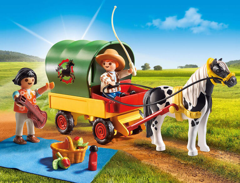 Playmobil - Pique-nique et chariot avec poney