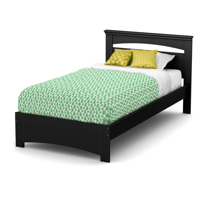 Libra Complete Bed with Headboard- Pure Black