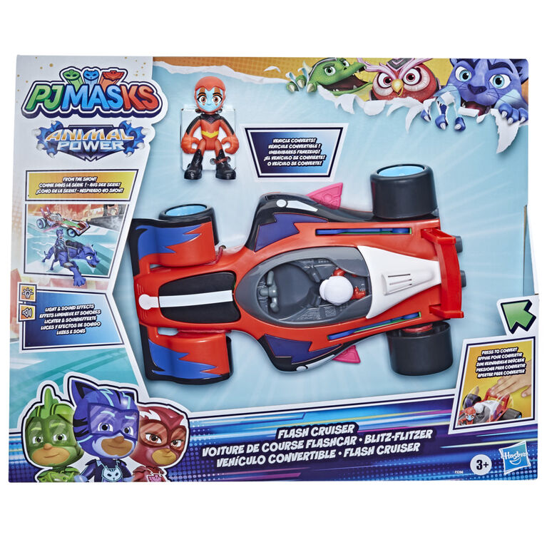 PJ Masks Animal Power Flash Cruiser Preschool Toy, Converting Car with Lights and Sounds